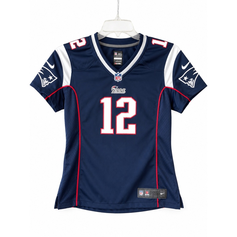 Nike Tom Brady Patriots On Field Jersey Womens Medium Navy Blue NFL Football #12